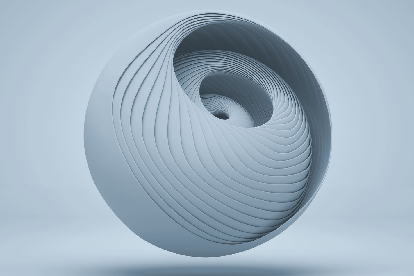 Three dimensional layers curled into a ball
