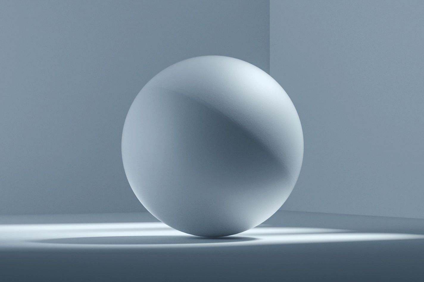 sphere on a surface with walls behind